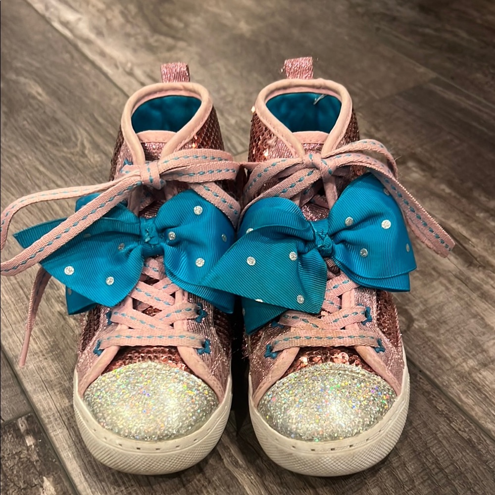 Jojo Siwa Sparkly Pink and Blue Kids Bow Sneakers